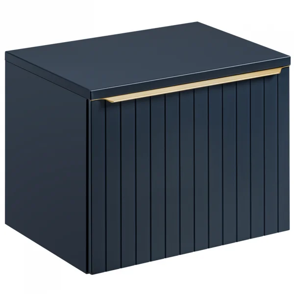 Mobile bagno sospeso 60cm 2 cassetti fresato blu Serif