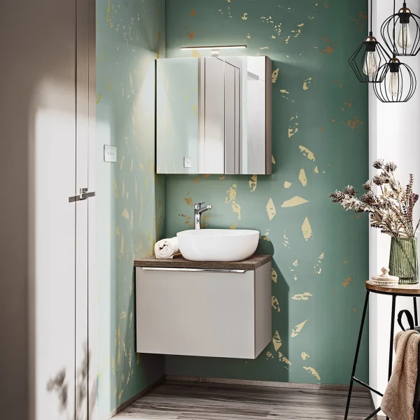 Mobile bagno sospeso 60cm 2 cassetti grigio quercia Serif