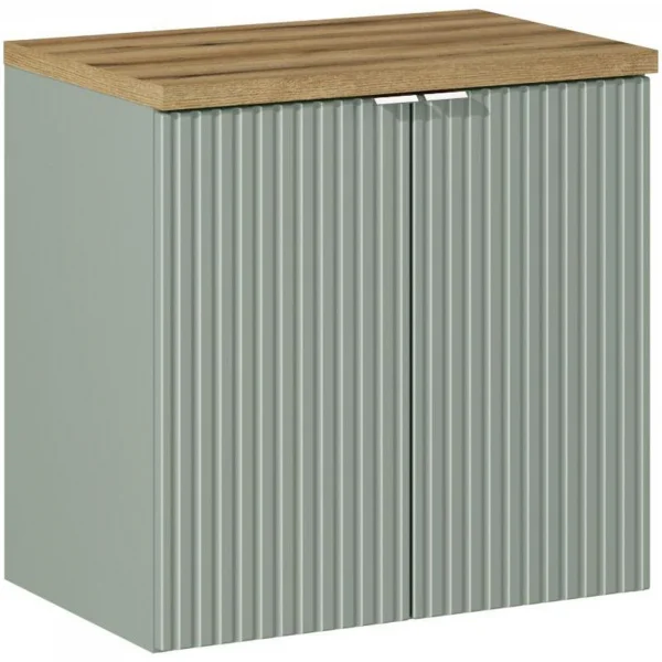 Mobile bagno sospeso 60cm cannettato 2 ante verde salvia rovere Greeny