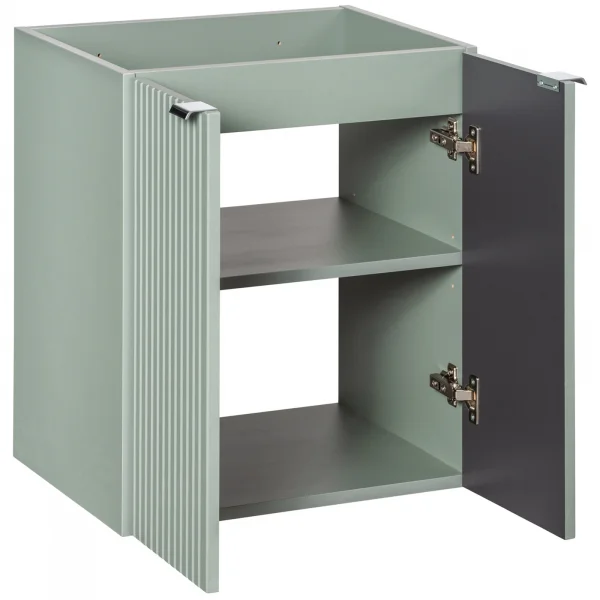 Mobile bagno sospeso 60cm cannettato 2 ante verde salvia rovere Greeny