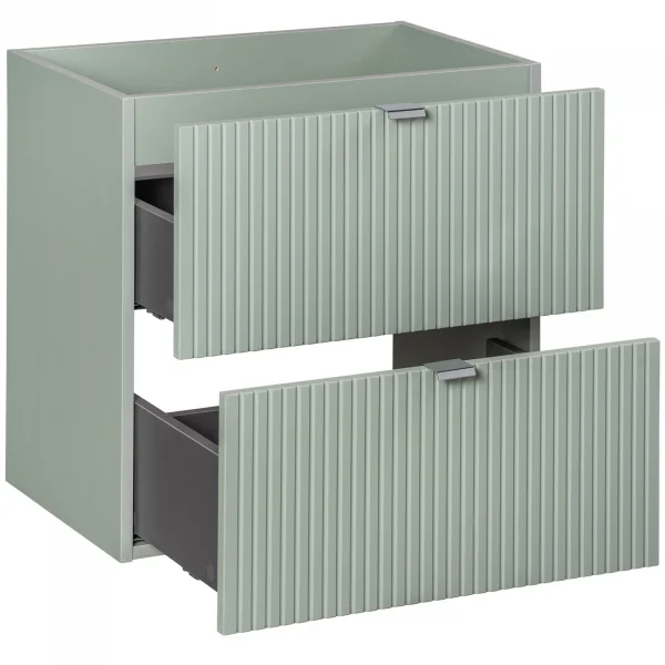 Mobile bagno sospeso 60cm cannettato 2 cassetti verde salvia rovere Greeny