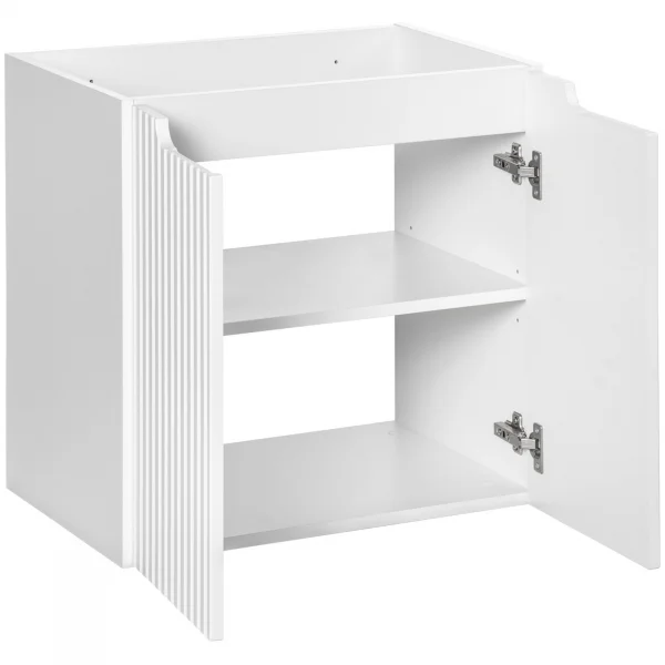 Mobile bagno sospeso 60cm cannettato con lavabo 2 ante bianco Cleany