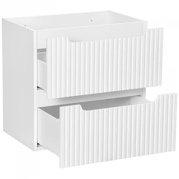 Mobile bagno sospeso 60cm cannettato con lavabo 2 cassetti bianco Cleany