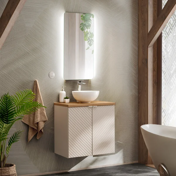 Mobile bagno sospeso 60cm cm 2 ante beige cashmere Neutry