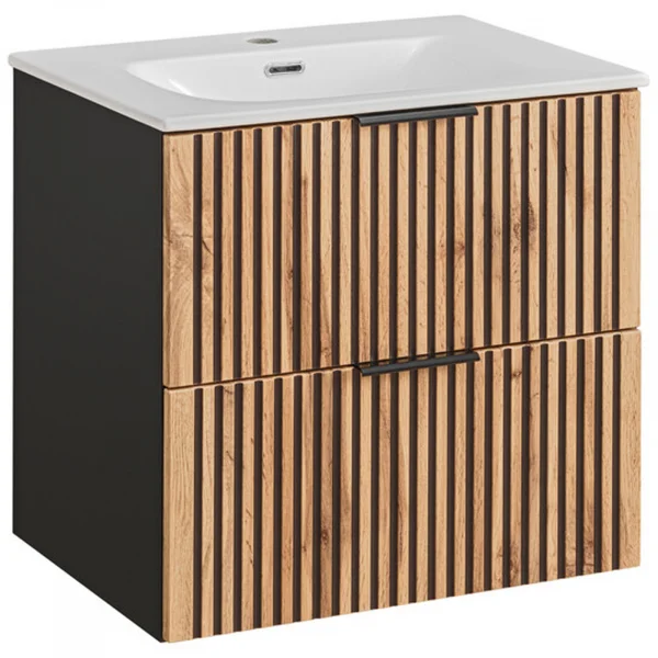 Mobile bagno sospeso 60cm cm con lavabo quercia antracite Limpid
