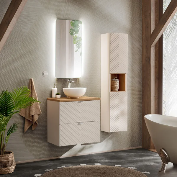 Mobile bagno sospeso 60cm con colonna beige cashmere Neutry
