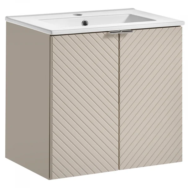 Mobile bagno sospeso 60cm con lavabo 2 ante beige cashmere Neutry