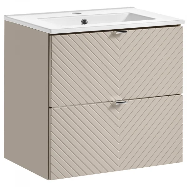 Mobile bagno sospeso 60cm con lavabo 2 cassetti beige cashmere Neutry