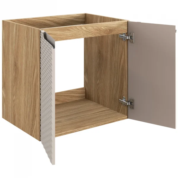 Mobile bagno sospeso 60cm con lavabo da incasso 2 ante beige rovere Swim