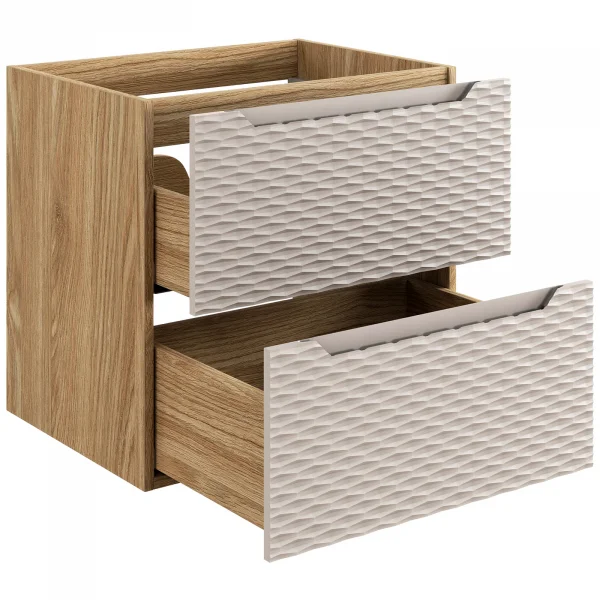 Mobile bagno sospeso 60cm con lavabo da incasso 2 cassetti beige rovere Swim
