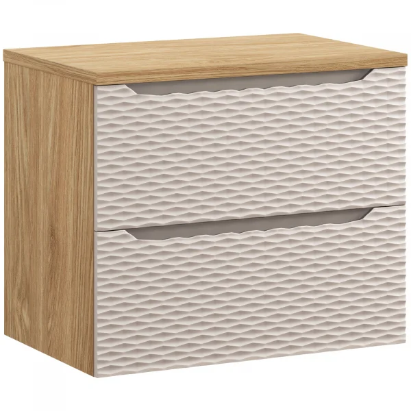 Mobile bagno sospeso 70cm 2 cassetti beige rovere Swim
