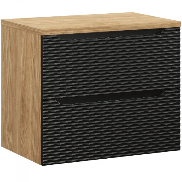 Mobile bagno sospeso 70cm 2 cassetti nero rovere Swim