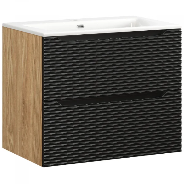 Mobile bagno sospeso 70cm con lavabo da incasso nero rovere Swim