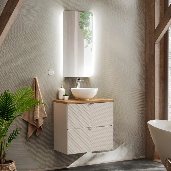 Mobile bagno sospeso 80cm 2 cassetti beige cashmere Neutry
