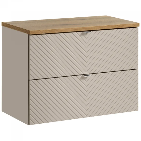 Mobile bagno sospeso 80cm 2 cassetti beige cashmere Neutry
