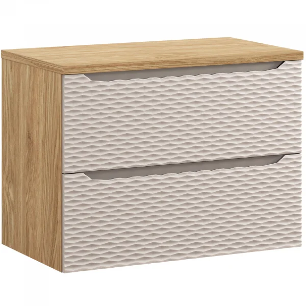 Mobile bagno sospeso 80cm 2 cassetti beige rovere Swim