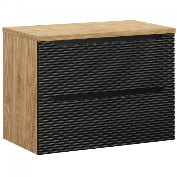 Mobile bagno sospeso 80cm 2 cassetti nero rovere Swim