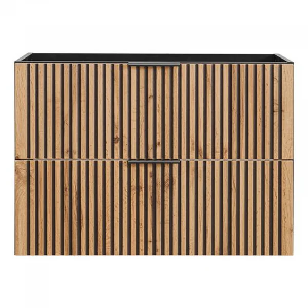 Mobile bagno sospeso 80cm cm 2 cassetti quercia antracite Limpid