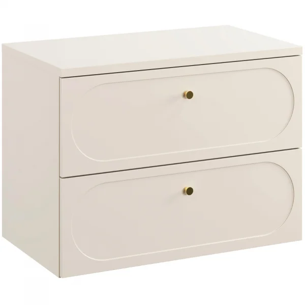 Mobile bagno sospeso 80cm fresato 2 cassetti beige Sand
