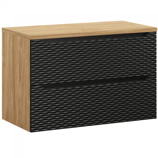 Mobile bagno sospeso 90cm 2 cassetti nero rovere Swim