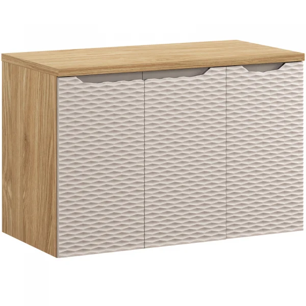 Mobile bagno sospeso 90cm 3 ante beige rovere Swim