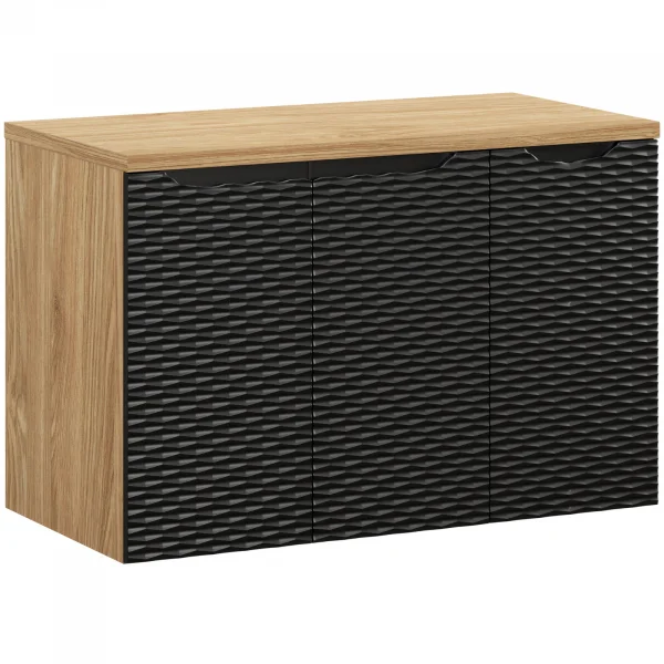 Mobile bagno sospeso 90cm 3 ante nero rovere Swim