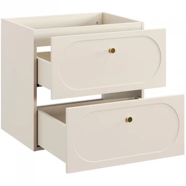 Mobile bagno sospeso fresato 120cm con lavabo 4 cassetti beige Sand