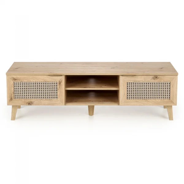 Mobile porta tv 150x45h cm 2 ante 2 vani a giorno moderno rovere nero Sombra