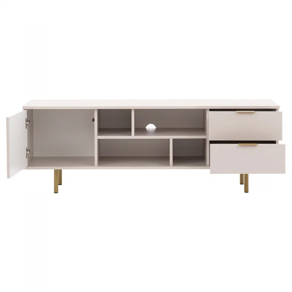 Mobile porta tv 150x52h cm 1 anta 2 cassetti cannettato moderno beige Vanessa