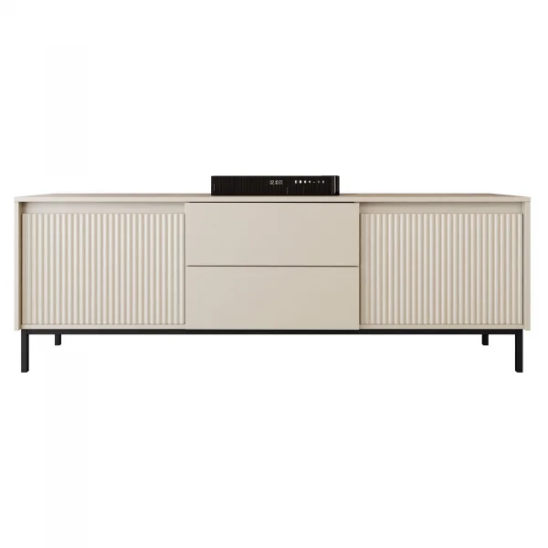 Mobile porta tv 174x60h cm 2 ante 2 cassetti cannettato beige Strike