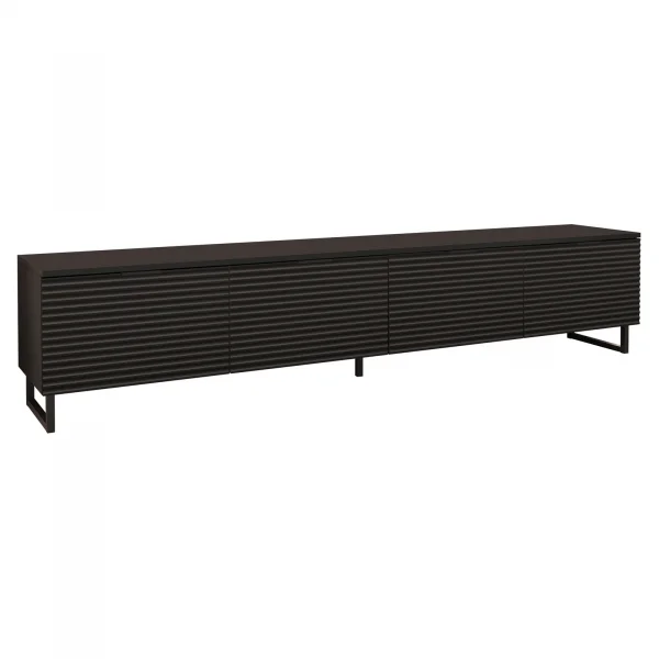 Mobile porta tv 200x40h cm 4 ante cannettato moderno nero grafite Tiziana