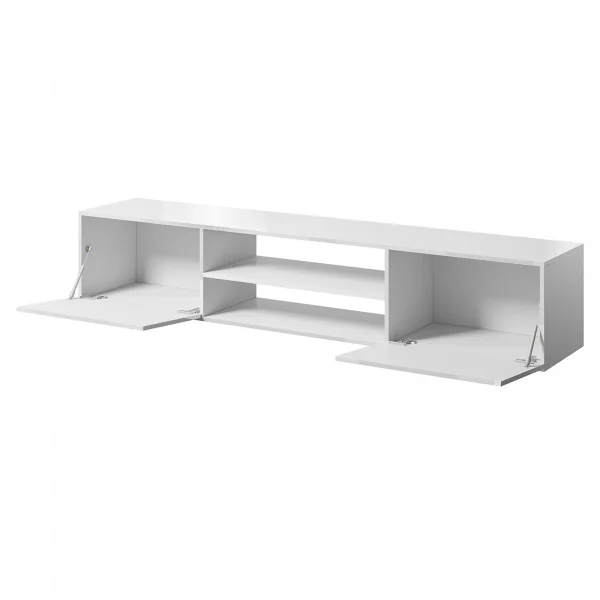 Mobile porta tv sospeso 200x37h cm 2 ante 2 vani a giorno  bianco lucido Southampton
