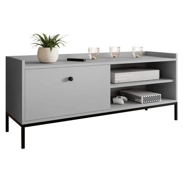 Mobile tv 140x55cm design moderno grigio Pollon