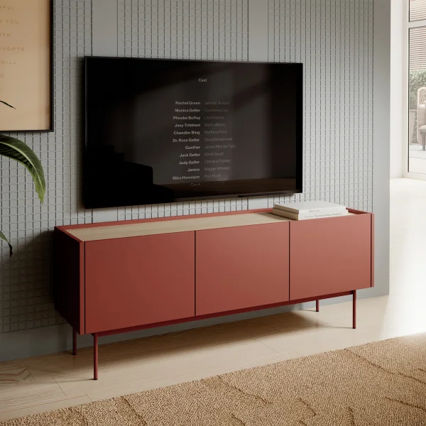 Mobile tv 144x55cm design moderno rosso Passion