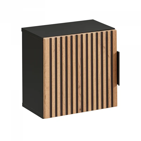 Pensile bagno sospeso 35x35h cm cannettato 1 anta quercia antracite Limpid