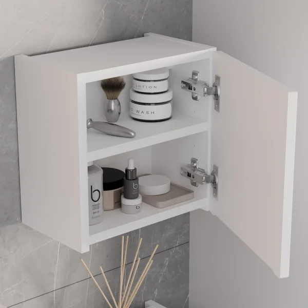 Pensile cubo bagno sospeso 30x30h cm cannettato 1 anta bianco Cleany