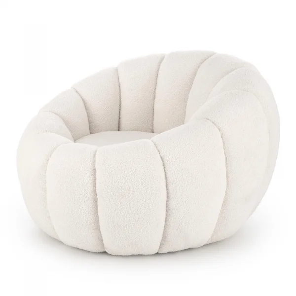 Poltrona imbottita in tessuto bouclé design moderno color crema Coccoluna