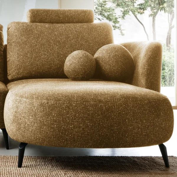 Set 2 cuscini rotondi e poggiatesta tessuto bouclè beige scuro per divano Repose