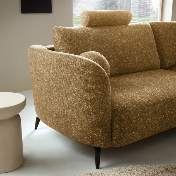 Set 2 cuscini rotondi e poggiatesta tessuto bouclè beige scuro per divano Repose