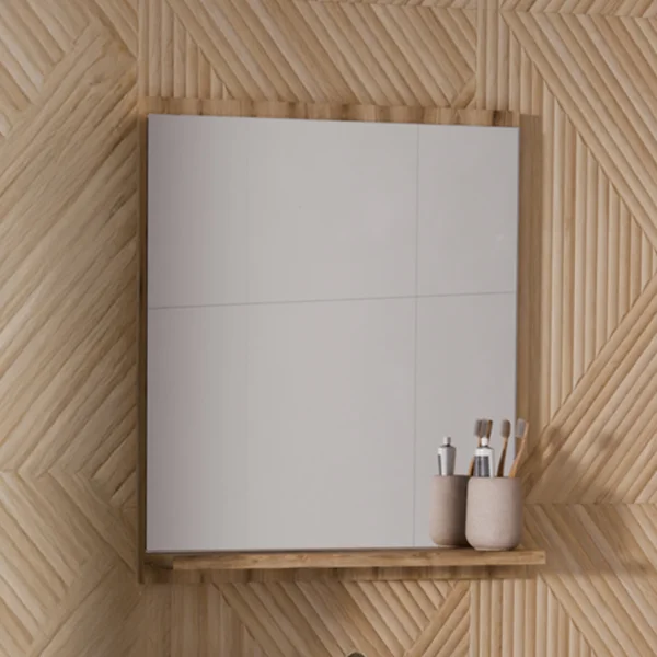 Specchio da parete 50x57cm con mensola rovere Bully