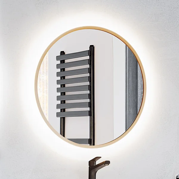Specchio da parete con led 60x60cm dorato Goldy