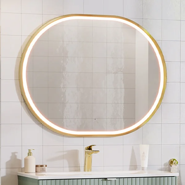 Specchio da parete con led 70x90cm dorato Glossy 3