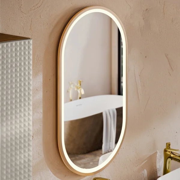 Specchio da parete retroilluminato 50x90cm dorato Glossy 2