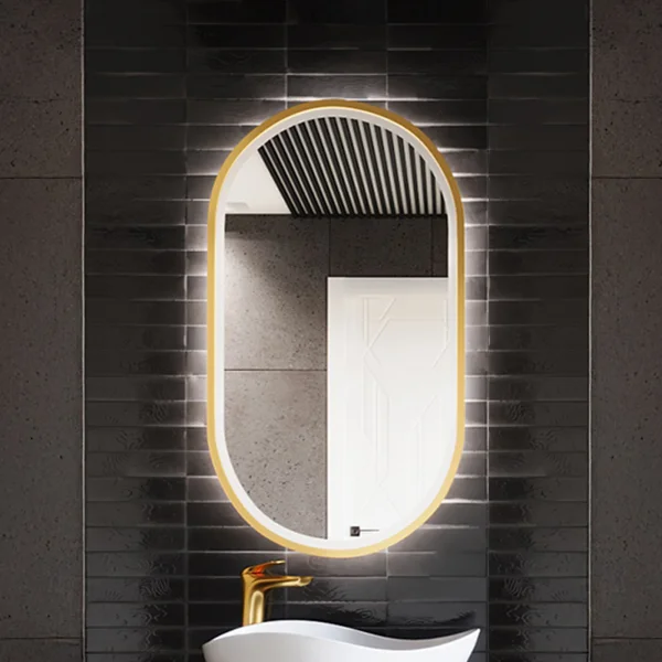 Specchio da parete retroilluminato 50x90cm dorato Glossy 2