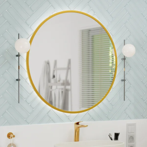 Specchio da parete retroilluminato 80x80cm dorato Goldy