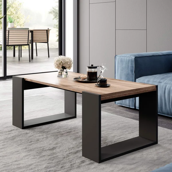 Tavolino da salotto 120x55cm moderno rovere antracite Tampere