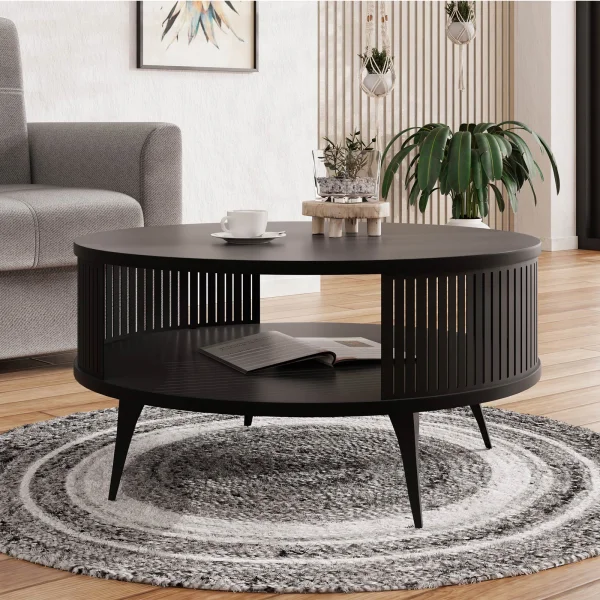 Tavolino da salotto 75x75cm design moderno nero Valeris