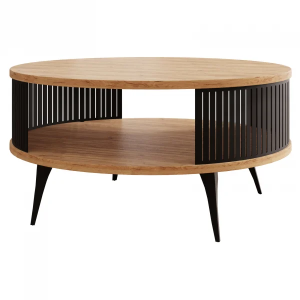 Tavolino da salotto 75x75cm design moderno rovere nero Valeris