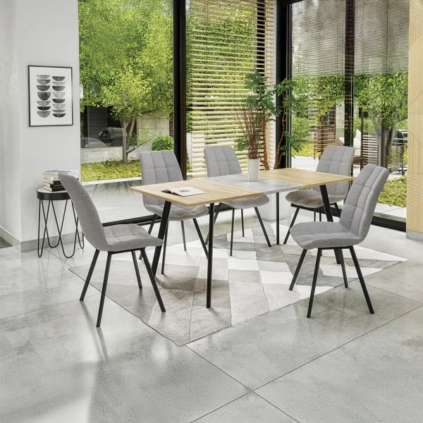 Tavolo allungabile 120/160 cm moderno rovere sonoma grigio nero Odran