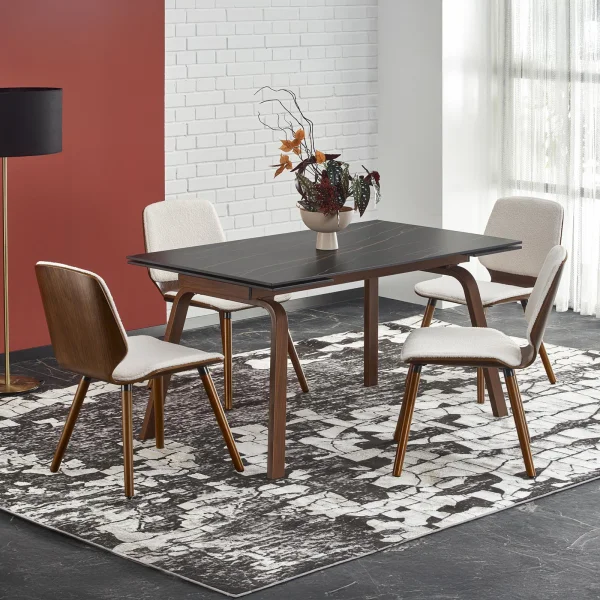 Tavolo allungabile 140/200cm effetto marmo nero rovere scuro Rinaldo